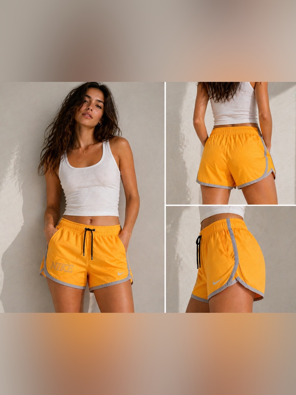 Nike Dri-FIT Running Shorts Womens Small Orange Gray Athletic Gym